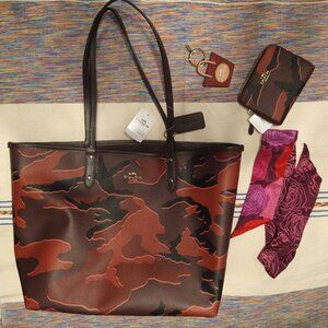 Coach Brand New Leather Purse Set: Tote, Wallet, gloves, cap/scarf, silk hairTie